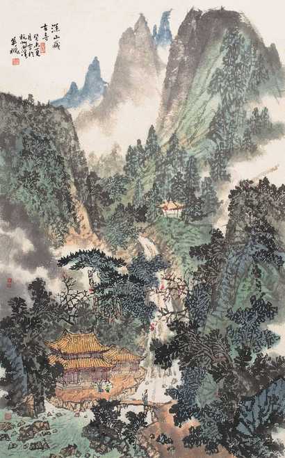 徐英槐 癸未（2003年）作  深山藏古寺 镜心